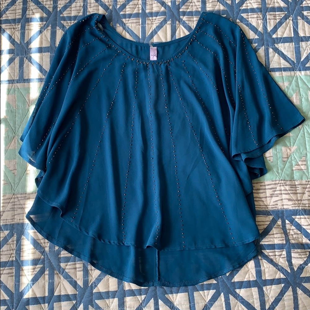 NWT Women’s Alya Blue Beaded Poncho, size L